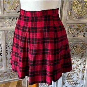 red plaid skirt